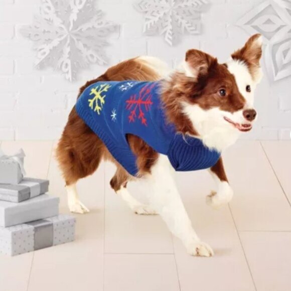 Snowflakes Dog and Cat Sweater Knit Sweater - Wondershop - Navy Blue - Picture 2 of 16